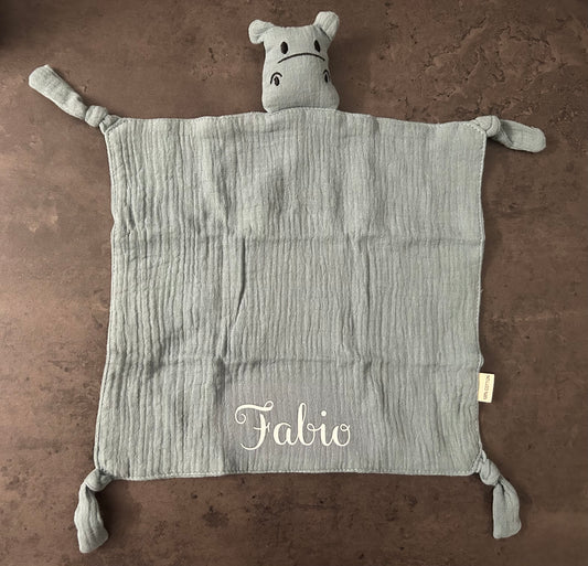 Doudou gaze de coton hippopotame