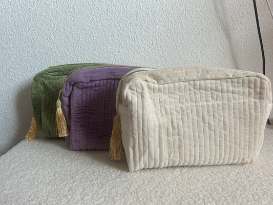 Trousses de toilette velours avec pompons