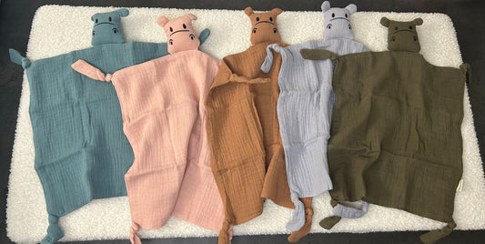 Doudou gaze de coton hippopotame